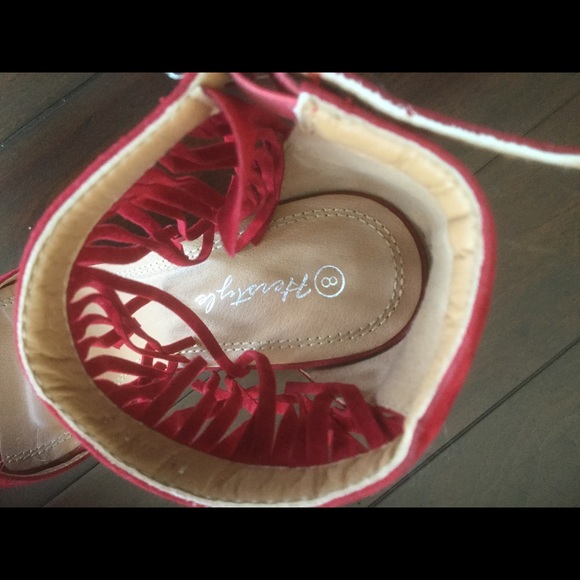 Red Fringed Sandals - Picture 7 of 8